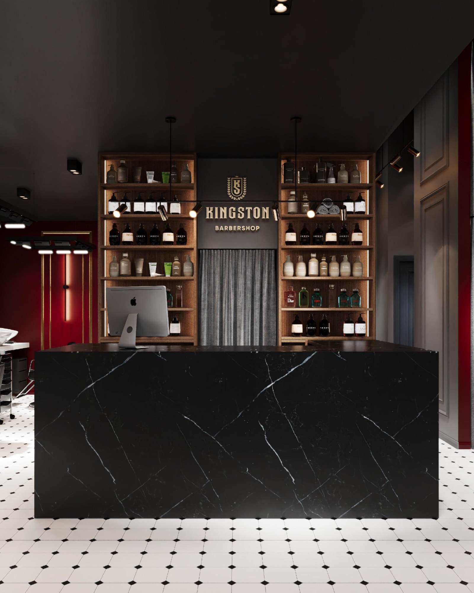 Ресепшн Kingston из чёрного мрамора
